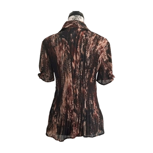 90s Brown and Black Ruffle Blouse - Picture 4 of 5